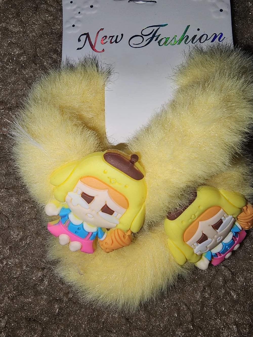 Sanrio Plush Hair Ties with Yellow Cartoon Girl Charms Set/2 $6